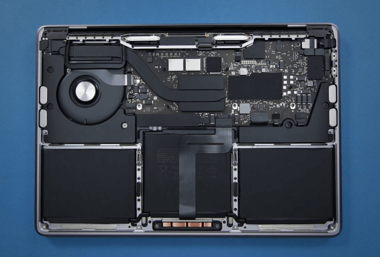 m1 macbook air without back so you can see all components